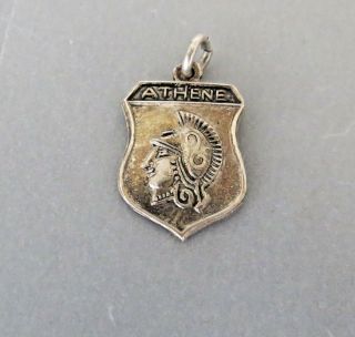 Athene Athena Greek Goddess Greece Vintage Silver Enamel Travel Shield Charm