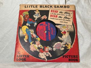 Vintage 1941 The Listen Look Picture Book " Little Black Sambo " Record - Story Book