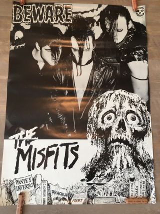 Vintage Misfits Beware Poster 23” X33” Danzig Samhain