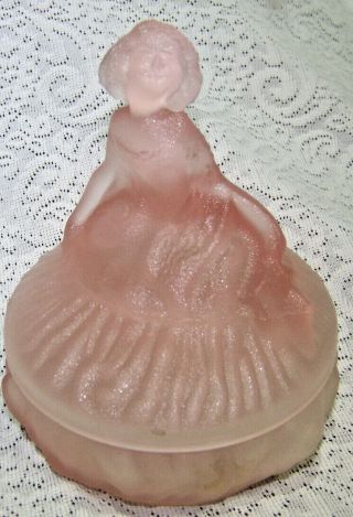 Vintage Pink Satin Toussant Glass Powder Box