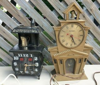 Vintage Master Crafters Electric Clock Light Up Bell Ringer 560 & Spartus Stove