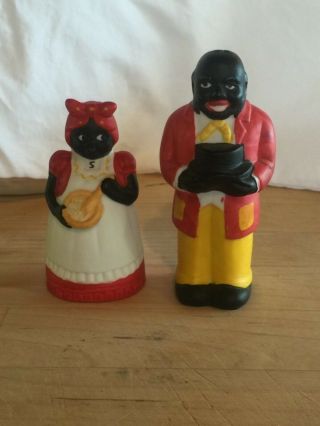 Vintage Black Americana Women And Man Salt And Pepper Shakers