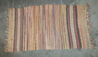 Vintage Rag Rug Handmade Loomed Woven Multi Color 44 " X24 "