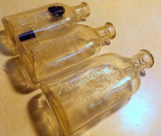 3 Vtg Thomas Edison Embossed Battery Oil Bottles Bloomfield,  Nj