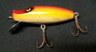 Vintage Paw Paw Lippy Joe Wood Fishing Lure,  Tack Eyes,  Rainbow Color 2 1/2 "