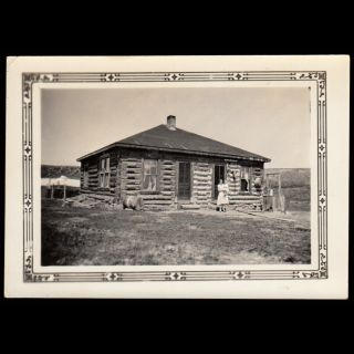 Log Cabin " This Is The House We Live In " Halfway Wyoming 1932 Vintage Photo
