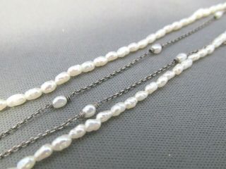 VINTAGE STERLING DOUBLE STRAND FRESHWATER PEARL MOTHER OF PEARL DROP NECKLACE 3