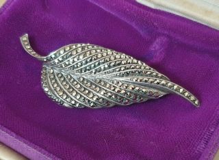Vintage Art Deco Jewellery Sparkling Marcasite Rhodium Plated Silver Brooch Pin