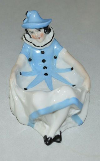 Antique Porcelain Art Deco Lady Pierrot Sitzendorf German Bisque Pin Tray