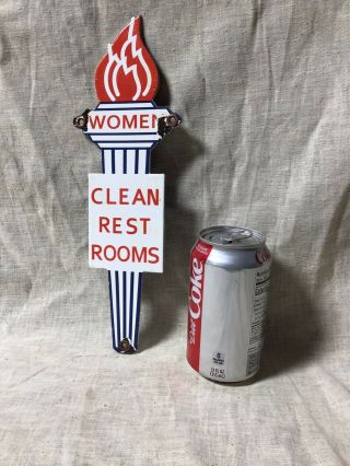 Vintage Porcelain Womens Restroom Gas And Oil Sign