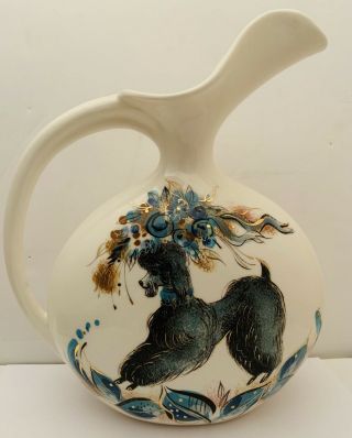 Vtg 1950s Sascha Brastoff California Art Pottery Pitcher/ French Poodle Dog Nr