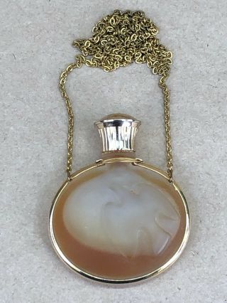 Vintage Nina Ricci Perfume Pendant Necklace Lalique Crystal Raised Dove Bottle