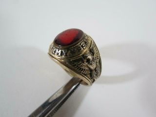 Vintage Us Army 10k Gold Filled Mens Ring With Red Stone - Size 9.  5