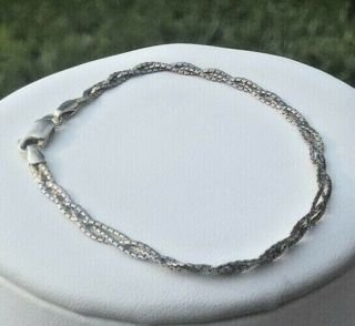 Vintage Sterling Silver Two Tone Braided Bracelet 7.  5” 3.  4 G