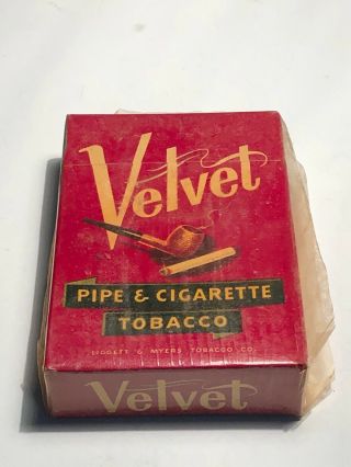 Vintage Velvet Pipe Cigarette Tobacco Tin Box Smoke Ligget Myers " In Plastic "