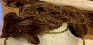 10 Vintage Long Brunette Human Hair Doll Wig 2