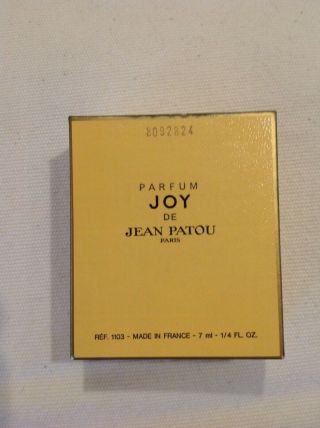 Vintage Joy Jean Patou Pure Perfume / Parfum 1/4oz 7.  5ml Black Bottle,