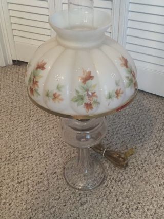 Glass Vintage Oil Lamp (converted To Electric) With Glass Globe