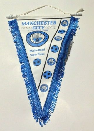 Manchester City Fc Maine Road Blues Vintage 1980s Pennant