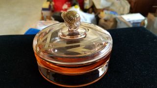 Vintage Art Deco Peach Glass Powder Jar