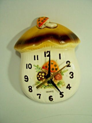 Vintage All 1978 Sears Roebuck Merry Mushroom Ceramic Wall Clock Runs