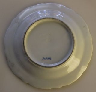 Vintage Porcelain Butter Pat Plate w/ Flowers on white & gold trim Japan 3 1/2 