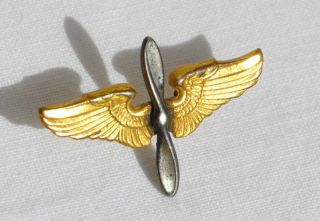 Vintage WWII US Army Air Force Officer Propeller Wings Military Corps Pin WW2 2