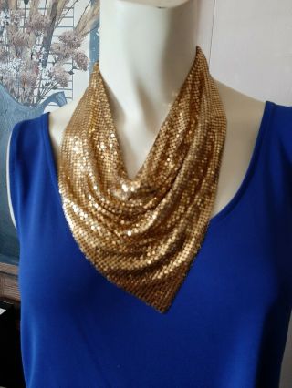 Vintage Whiting And Davis Goldtone Mesh Collar Necklace