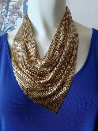Vintage Whiting And Davis Goldtone Mesh Collar Necklace 2