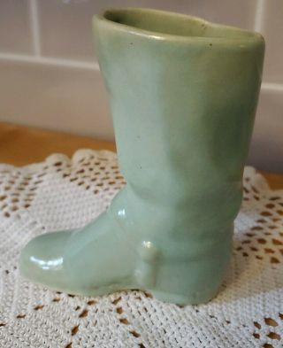 Vintage Art Pottery Boot Vase Planter Jardiniere Blue Collectible Decorative