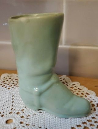Vintage Art Pottery Boot Vase Planter Jardiniere Blue Collectible Decorative 2