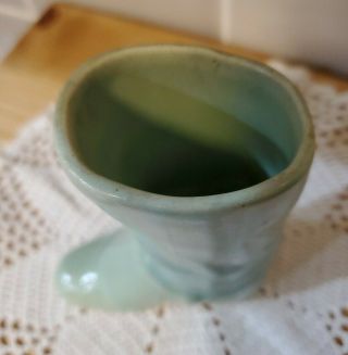 Vintage Art Pottery Boot Vase Planter Jardiniere Blue Collectible Decorative 3
