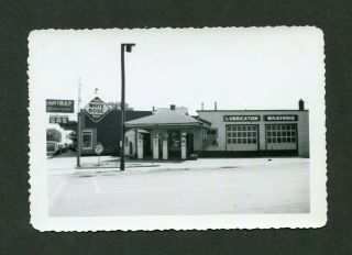 Vintage Photo White Rose Sign Service Station W/ Gas Pumps 432117