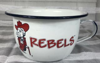 Vintage Ole Miss Rebels Colonel Reb Large Tailgate Bowl With Handle 8.  75x4.  75