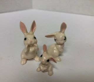 Vintage Miniature Bunny Family Porcelain Figurines