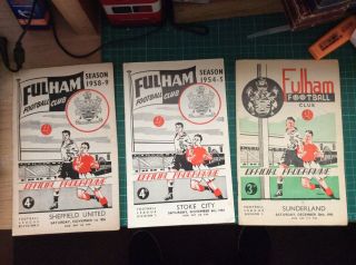 3 X Vintage Fulham Football Club Programmes 1950s