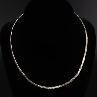 Vtg Sterling Silver - Mexico Hammered Solid 16.  5 " Collar Choker Necklace - 15g