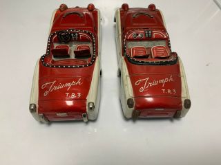 Vintage Bandai Triumph TR3 Tin Litho Friction Cars - 2 Cars 2