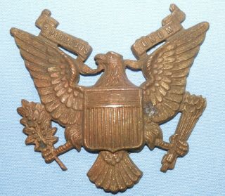 Vintage Us Army War Brass Eagle Badge Plate United States Trademark Stamp