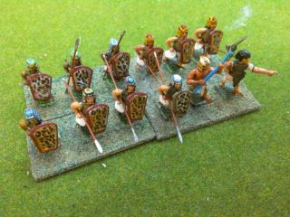 25mm Vintage Hinchliffe Painted Metal Egyptians,  Spear And Large Shield,  X12