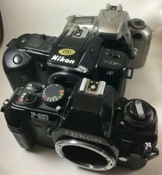 Set Of 3 Nikon 35mm Film Cameras Bodies Only Vintage F - 301,  N55,  N4004