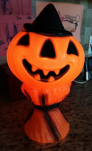Vintage Halloween Empire Jack O Lantern Lighted Pumpkin Blow Mold Plastic 1969