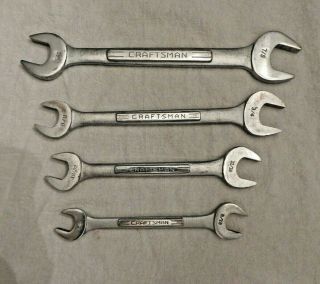 Vintage Craftsman 4 Piece,  =v= V Series Open End Wrench Set 1/2 " - 7/8 " - Usa