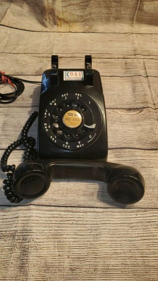 VINTAGE ROTARY BLACK BELL SYSTEM BY WESTERN ELECTRIC TELEPHONE METAL BASE DESK 3
