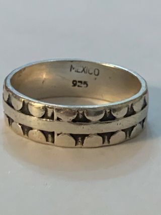 Vintage Taxco Mexico 925 Sterling Silver Engraved Band Ring Sz 9