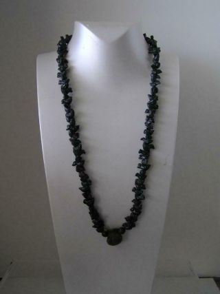 Vintage Oaxaca Mexico Black Clay Bird Beads Fetish Necklace W/miniature Pot 14 "