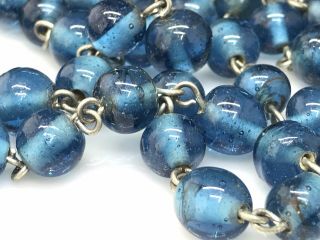 Vintage Art Deco Aqua Blue Czech Glass Bead Flapper Necklace Wire 1920/30 