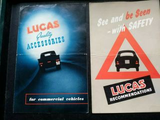 1x1956,  1x1953 Vintage Lucas Fold Out Showroom Brochures,  And Prices.