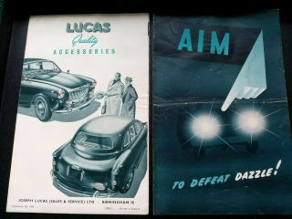 2x 1956,  Vintage Lucas Fold Out Showroom Brochures,  And Prices.