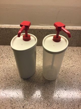 2 Tupperware Dispenser Vintage Pump and 640 Containers GREAT FOR SANITIZER 2